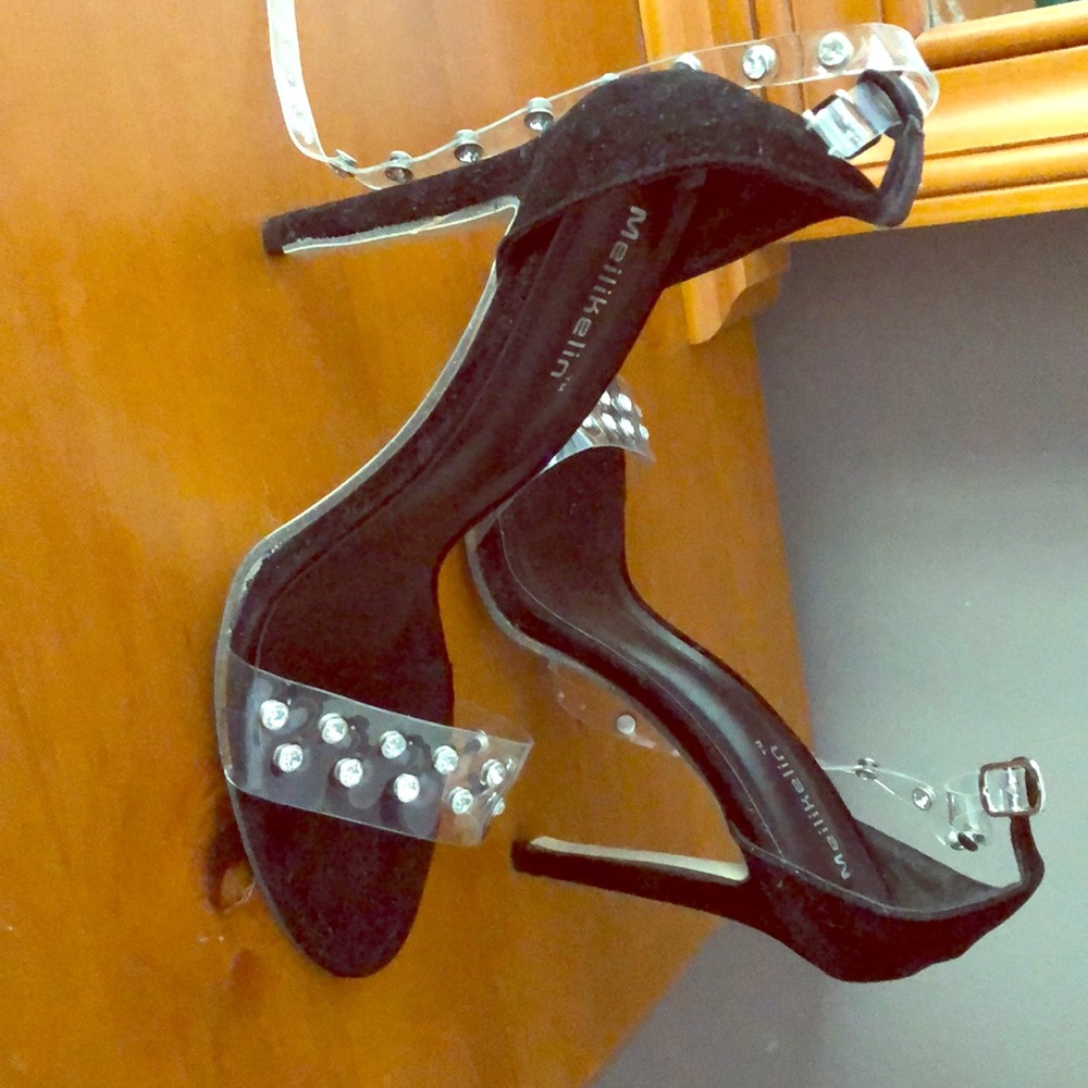 Black “open foot” heels